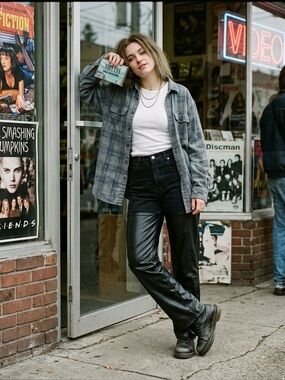 90’s style Abercrombie & Fitch Black Two-Texture Straight-Leg Jeans